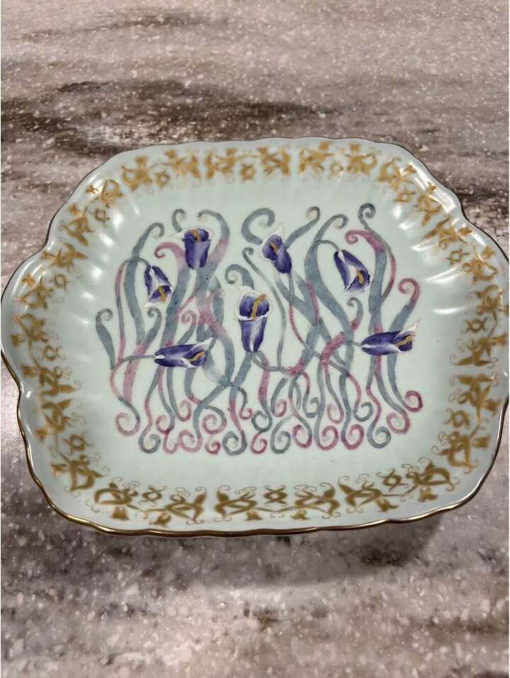 Vintage Oriental Accent decorative, Hand Painted ceramic plate
